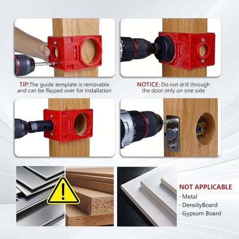 2-in-1 Door Hinge Jig and Lock Installation Kit, Upgraded Aluminum Alloy Router Template for Hinge Mortising 2.5" to 5", Door Hole Drilling Tool for Knob/Deadbolt, 1/4" 5/8" R, Square Corner Hinges in Kuwait