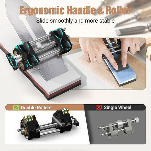 HD34 Chisel Sharpening Jig Honing Guide for 0.1"-3.2" Chisel Planes | 15°-47°Adjustable Auto-Lock Angle Fixture & Gauge, Ultra Straight Roller, Ergonomic Design, Precision Woodworking Sharperner in Kuwait