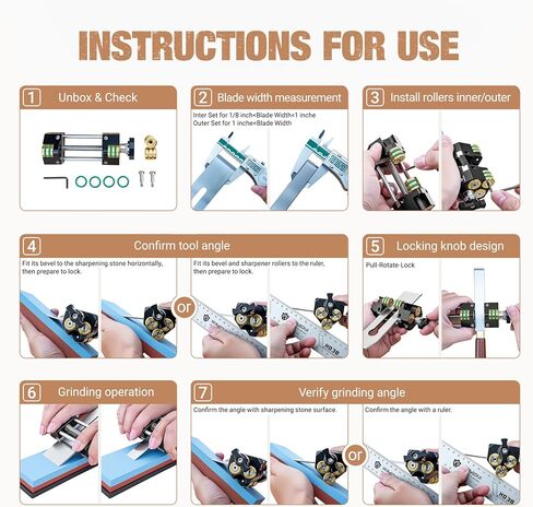 HD34 Chisel Sharpening Jig Honing Guide for 0.1"-3.2" Chisel Planes | 15°-47°Adjustable Auto-Lock Angle Fixture & Gauge, Ultra Straight Roller, Ergonomic Design, Precision Woodworking Sharperner in Kuwait
