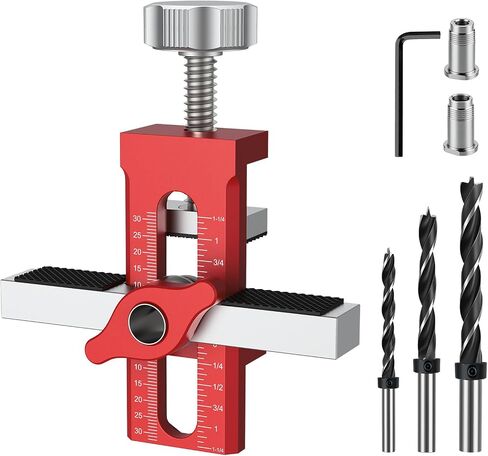 Cabinet Door Installation Jig with 1-1/4in (30mm) Double-Unit Scale 2-in-1 Cabinet Door Mounting Jig Adjustable Aluminium Alloy Positioning Tool Jig for 0.39-1.57in(10-40mm) Cabinet Doors in Kuwait