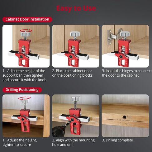Cabinet Door Installation Jig with 1-1/4in (30mm) Double-Unit Scale 2-in-1 Cabinet Door Mounting Jig Adjustable Aluminium Alloy Positioning Tool Jig for 0.39-1.57in(10-40mm) Cabinet Doors in Kuwait