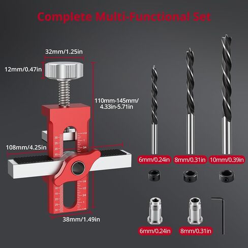 Cabinet Door Installation Jig with 1-1/4in (30mm) Double-Unit Scale 2-in-1 Cabinet Door Mounting Jig Adjustable Aluminium Alloy Positioning Tool Jig for 0.39-1.57in(10-40mm) Cabinet Doors in Kuwait