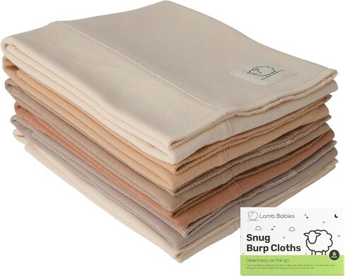 Snug Baby Cotton Burp Cloths, 20" x 12" Absorbent Cotton Burp Cloth Set for Newborn Boys and Girls, Lightweight Soft Color Feeding Essentials, Shoulder Drape and Diaper Bag Must-Have, Brown in Saudi Arabia