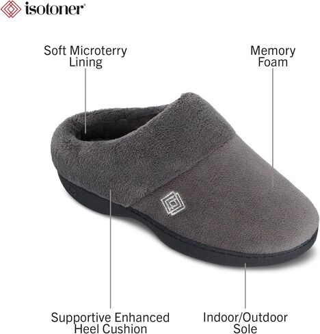 Isotoner Womens Terry Slip in Memory Foam Clog Ash Women's 7.5 - 8 M in Kuwait