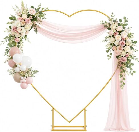 6.6 x 6.6 ft Heart Arch Stand, Heavy-Duty Gold Metal Heart Shape Arch | for Proposal, Balloon Photo Backdrop Stand with Base for Anniversary, Wedding Ceremony, Birthday Party in Kuwait