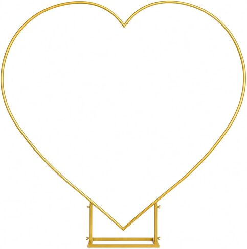 6.6 x 6.6 ft Heart Arch Stand, Heavy-Duty Gold Metal Heart Shape Arch | for Proposal, Balloon Photo Backdrop Stand with Base for Anniversary, Wedding Ceremony, Birthday Party in Kuwait
