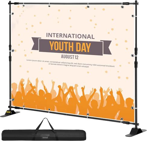 VEVOR 11.5 x 9.6 ft Heavy Duty Backdrop Stand, Height Adjustable Photography Backdrop Stand, Background Support System with 6 Clamps and A Carry Bag, for Party, Wedding, Display, Photo in Kuwait