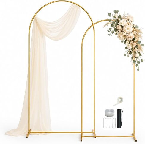 Gold Wedding Arch Backdrop Stand Set of 2, 7.2FT & 6FT Metal Arch Backdrop for Wedding Ceremony, Balloon Garland & Baby Shower Backdrop, Bridal Shower Decor, Arcos para Decoracion de Fiestas in Kuwait