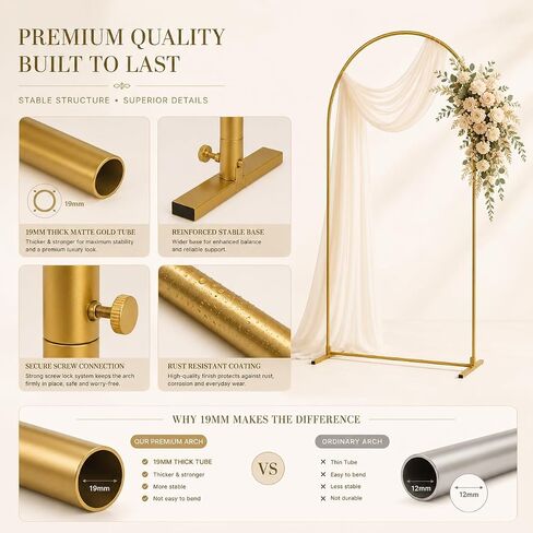 Gold Wedding Arch Backdrop Stand Set of 2, 7.2FT & 6FT Metal Arch Backdrop for Wedding Ceremony, Balloon Garland & Baby Shower Backdrop, Bridal Shower Decor, Arcos para Decoracion de Fiestas in Kuwait