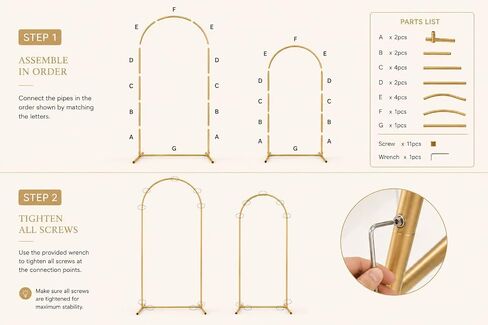 Gold Wedding Arch Backdrop Stand Set of 2, 7.2FT & 6FT Metal Arch Backdrop for Wedding Ceremony, Balloon Garland & Baby Shower Backdrop, Bridal Shower Decor, Arcos para Decoracion de Fiestas in Kuwait