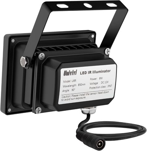 Univivi 8-LEDs IR Illuminator 850nm Infrared Flood Light for Night Vision | Long Range Infrared Illuminator for Security Camera, 90 Degree Wide Angle Infrared Light, IP67 Waterproof for Outdoor&Indoor in Kuwait