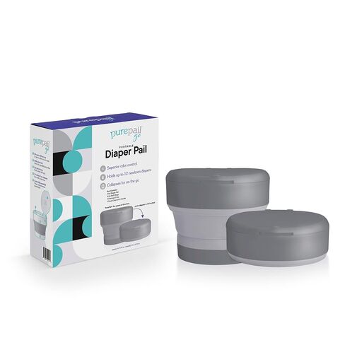 Go Portable Diaper Pail — Gray — Superior Odor Control with No Added Fragrance — Collapses for On-The-Go — Compact & Space-Saving in Kuwait