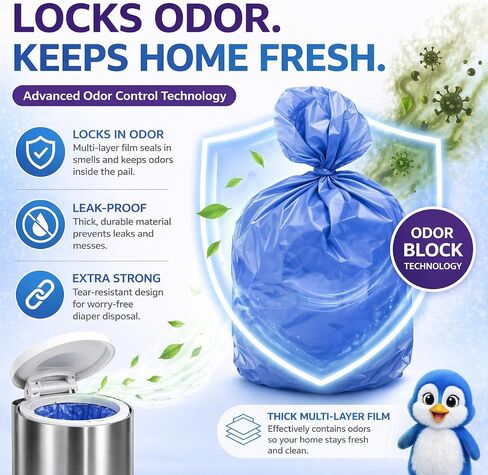 GEN Diaper Pail Bags Compatible with Ubbi Diaper Pails, (4 Rolls) in Kuwait