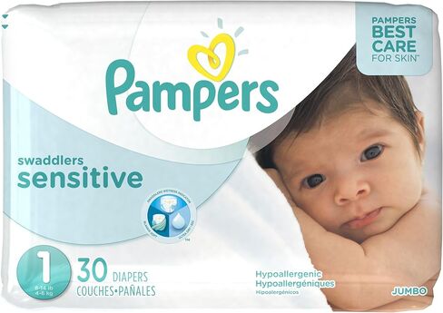 Pampers Swaddlers Sensitive Newborn Disposable Diapers Size 1, 30 Count in Kuwait