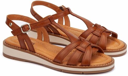 PIKOLINOS womens Pikolinos Roquetas Women’s Flat Sandals | Leather | Buckle | Brown in Kuwait
