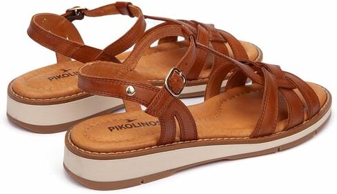 PIKOLINOS womens Pikolinos Roquetas Women’s Flat Sandals | Leather | Buckle | Brown in Kuwait