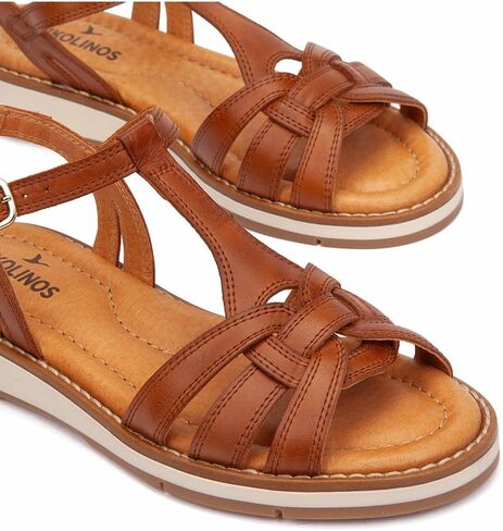 PIKOLINOS womens Pikolinos Roquetas Women’s Flat Sandals | Leather | Buckle | Brown in Kuwait