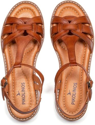 PIKOLINOS womens Pikolinos Roquetas Women’s Flat Sandals | Leather | Buckle | Brown in Kuwait
