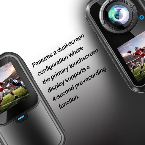 4K Mini Action Camera, EIS Stabilization, 130° Wide Angle, Dual Touchscreen, Pre-Record, Waterproof for Vlogging, Outdoor Adventures(Black, 128, GB) in Kuwait