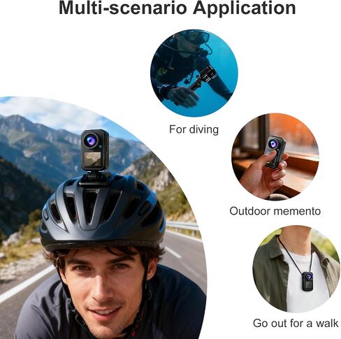 4K Mini Action Camera, EIS Stabilization, 130° Wide Angle, Dual Touchscreen, Pre-Record, Waterproof for Vlogging, Outdoor Adventures(Black, 128, GB) in Kuwait