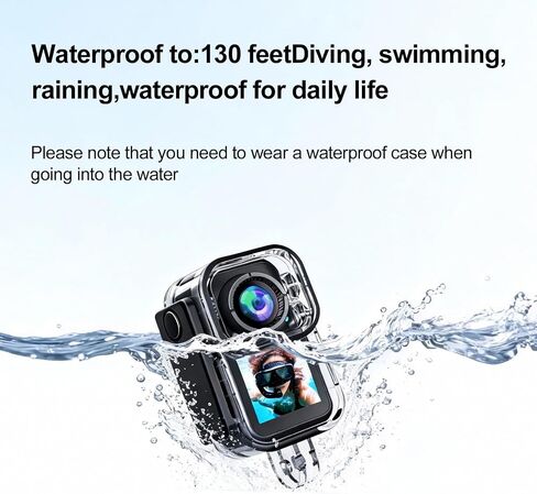 4K Mini Action Camera, EIS Stabilization, 130° Wide Angle, Dual Touchscreen, Pre-Record, Waterproof for Vlogging, Outdoor Adventures(Black, 128, GB) in Kuwait