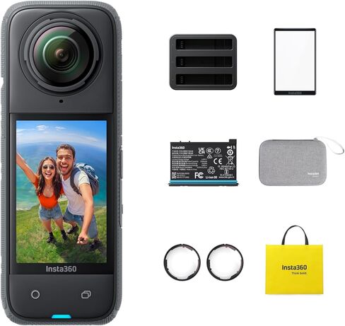 Insta360 X4 Ski Bundle - 8K Waterproof 360 Action Camera, 4K Wide-Angle Video, Invisible Selfie Stick, Removable Lens Guards, 135 Min Battery Life, AI Editing, No Micro SD Card in Kuwait