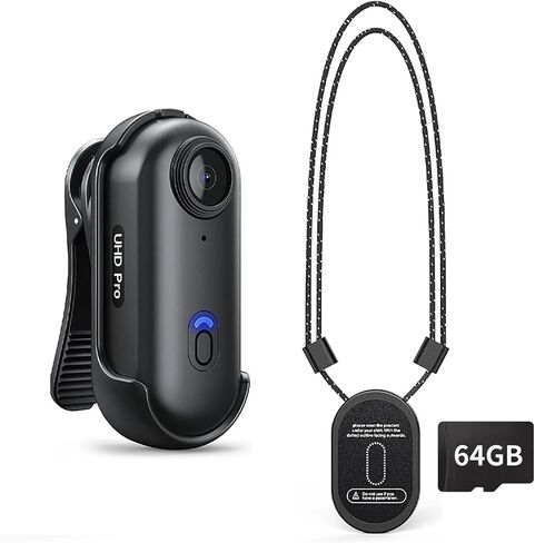 4K Mini Action Camera, Included 64GB, Wearable Camera with 360°Rotatable Clip & Magnetic Clip, 120 Minutes for Recording, for Lecture, Traveling, Pet Walking and Outdoors Activities JS-10B in Kuwait