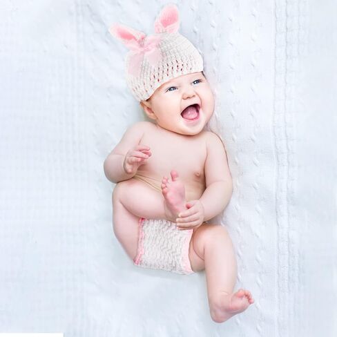 Baby Outfits Cute Crochet Knit Baby Jumpsuit Photography Props | for 0-6 Month Toddler Newborn Pink in Kuwait