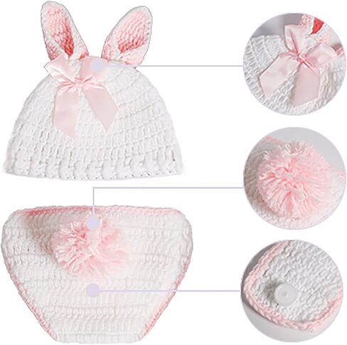 Baby Outfits Cute Crochet Knit Baby Jumpsuit Photography Props | for 0-6 Month Toddler Newborn Pink in Kuwait