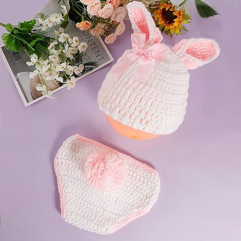 Baby Outfits Cute Crochet Knit Baby Jumpsuit Photography Props | for 0-6 Month Toddler Newborn Pink in Kuwait