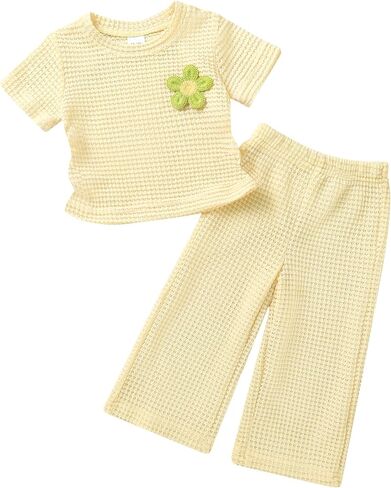 YOUNGER TREE Baby Girl Clothes Toddler Summer Outfits Short Sleeve Pants Set Cute Baby Clothes for Girls in Kuwait