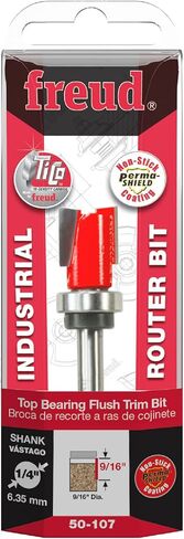 Freud 50-107: 9/16" (dia.) Top Bearing Flush Trim Bit with 1/4" shank, 9/16" carbide height, Red in Kuwait