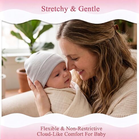 6 Pack Newborn Hats for Baby Boys Infant Beanie Set 0-3 Months | Soft Cotton Infant Minimalist Striped Thin Tiny Beanies for Babies (White Light Grey Dark Grey Black Blue Striped) in Kuwait