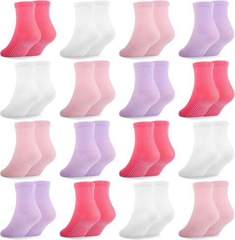 HYCLES 16 Pairs Toddler Socks, Non Slip Kid Grip Socks Gripper Boy Girl Sock for 1-7T Toddlers in Saudi Arabia