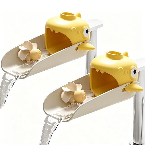 2 Pack Faucet Extender for Toddlers Universal Sink Extension with Water Wheel to Kids Fun Hand Washing Yellow in Kuwait