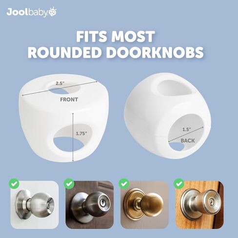 Jool Baby Door Knob Covers for Child Safety (4 Pack) - Easy to Install | Childproof Your Home & Keep Kids Out of Places They Shouldn’t Be – Easy for Adults to Open, Difficult for Kids to Figure Out in Kuwait