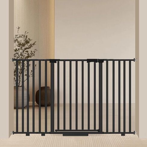 Extra Wide Baby Gate Fits 30-63 Inch Wide Opening, Toddler Pet Gate for Stairs Doorways Hallways Indoor, Walk Thru Large Long Dog Gates Pressure Mounted White in Saudi Arabia