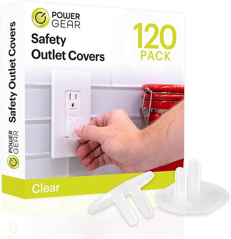 Power Gear Child Safety Electrical Outlet Covers, Tamper‑Resistant Plug Protectors for Standard Wall Outlets, Baby‑Proof & Child‑Proof Safety Caps, Clear, 60 Pack, 54615 | Secure Outlet Plugs for Baby Proofing & Child Proofing, Reusable, Durable Plastic,  in Kuwait