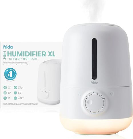 Frida Baby 3-in-1 Cool Mist Humidifier for Large Rooms & Bedroom, Diffuser | Allergy Relief, 60 Hour Runtime, Nightlight, Auto Shut-Off, Quiet, Carry Handle, Essential Oil Diffuser in Kuwait