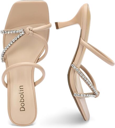 Kitten Heel Sandals Slip On Open Toe Strappy Heels For Women Strappy Sandals Slides Comfortable Dress Shoes in Kuwait