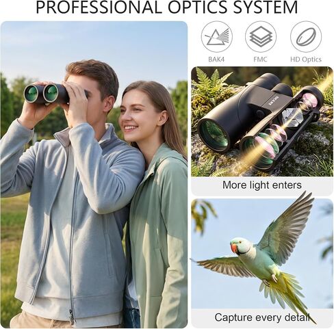 12x50 Binoculars for Adults Cruise Ship Travel Outdoor High Powerd Gift | Large 50mm Objective Lens, Easy Focus, Low Light Vision, Clear Image for Bird Watching Hunting Concert Stargazing in Kuwait