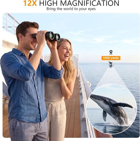 12x50 Binoculars for Adults Cruise Ship Travel Outdoor High Powerd Gift | Large 50mm Objective Lens, Easy Focus, Low Light Vision, Clear Image for Bird Watching Hunting Concert Stargazing in Kuwait
