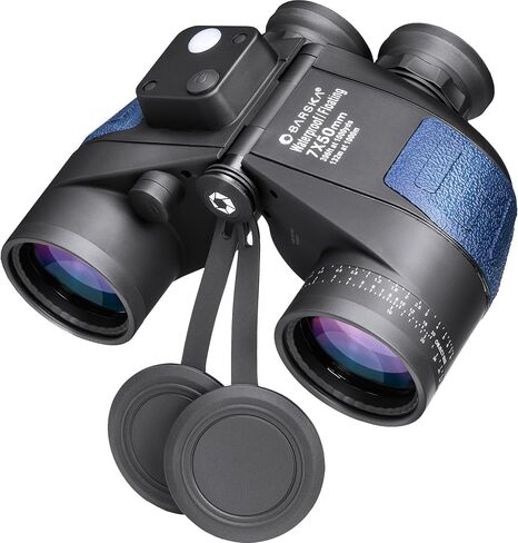 BARSKA Deep Sea Marine Binoculars – 7x50 Waterproof Floating Binoculars with Internal Compass & Rangefinder for Boating, Sailing, Fishing, Hunting in Kuwait