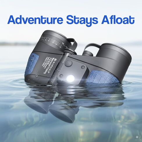 BARSKA Deep Sea Marine Binoculars – 7x50 Waterproof Floating Binoculars with Internal Compass & Rangefinder for Boating, Sailing, Fishing, Hunting in Kuwait