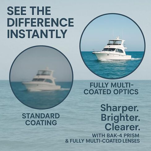 BARSKA Deep Sea Marine Binoculars – 7x50 Waterproof Floating Binoculars with Internal Compass & Rangefinder for Boating, Sailing, Fishing, Hunting in Kuwait