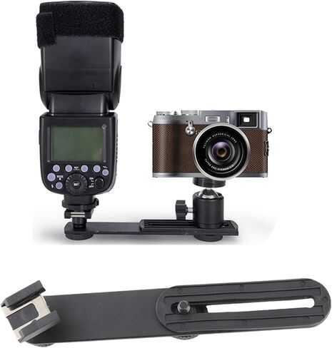 Aluminum Alloy Flash Dual Head Crossbar Bracket, Photography Extension Bracket for Flash LED Light Small Camera DV, with Removable Hot Shoe and 1 4 Inch Screws in Kuwait