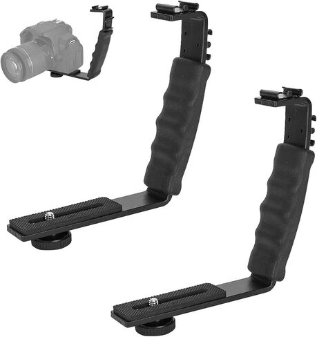 Camera L Bracket, 2PCS Mount Video Grip L Bracket Heavy Duty Padded Hand Grip with Dual Flash Cold Shoe Mount in Kuwait