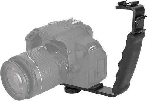 Camera L Bracket, 2PCS Mount Video Grip L Bracket Heavy Duty Padded Hand Grip with Dual Flash Cold Shoe Mount in Kuwait