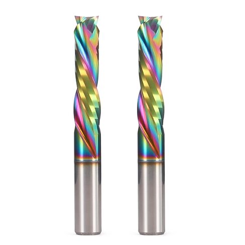 1/8 بوصة ضغط عرقوب CNC راوتر بت لولبية نهاية مطحنة قواطع خشب 10 قطع، DLC طلاء ضغط CNC لولبية 1/8 قطع ضياء، 22 مم CEL، 2 مزامير لأعلى ولأسفل قطع كربيد نهاية المطاحن in Kuwait
