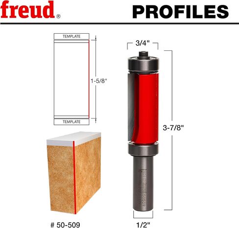 Freud 50-509: 3/4" (Dia.) Top & Bottom Bearing Flush Trim Bit with 1/2" Shank Red in Kuwait